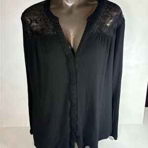 Monsoon Black Lace Detail Blouse